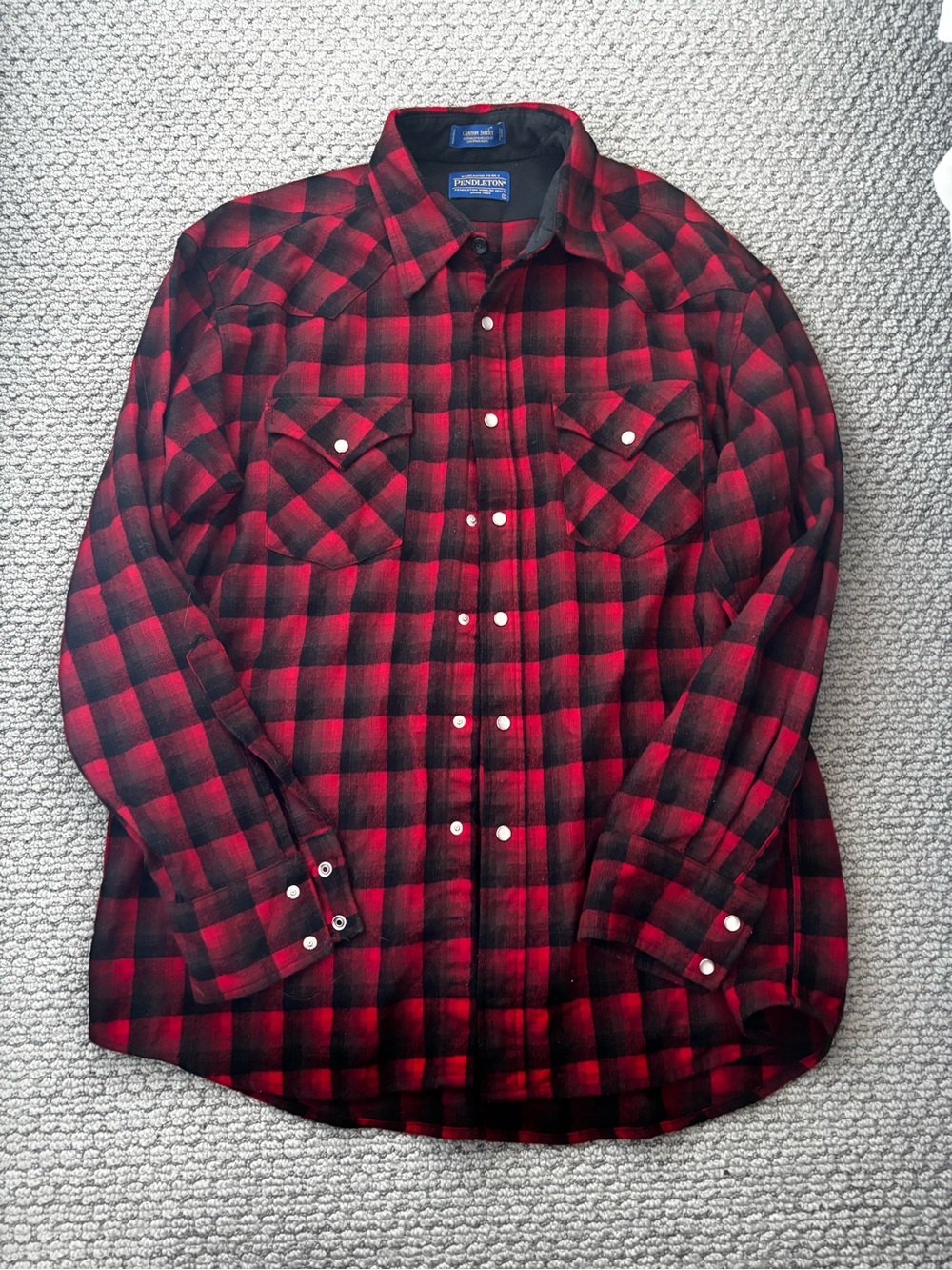 Pendleton Red and Black Plaid Button-Down Shirt